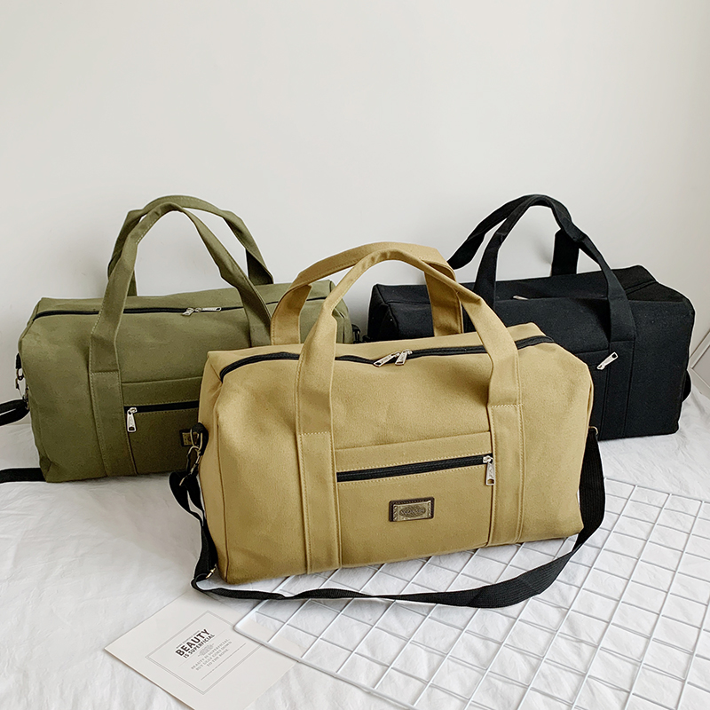 Large capacity canvas travel bag large carry-on duffel bag men's business trip bag outdoor shoulder bag fitness