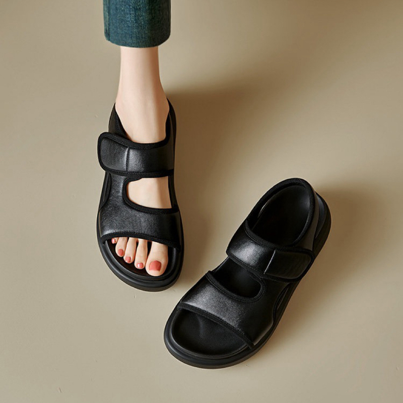 Super Soft and Comfortable to Wear! Height-Increasing 5.5cm ~ Sheepskin Thick-Soled Sports Casual Sandals for Women, Roman Beach Shoes