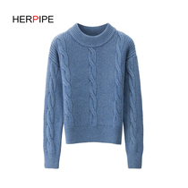 2020 autumn and winter thick half high collar twist pullover sweater cashmere straight pure color sweet sweater women