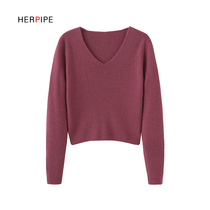 Cashmere Sweater Womens V Collar Pullover Knitted High Waist Fashion Joker Sexy base shirt Small Sweater Women Short