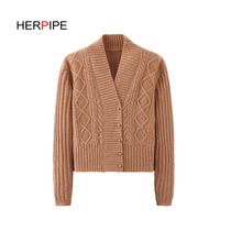 2021 autumn and winter New High waist sweater women fashion v neck knitted cashmere cardigan women thick coat small