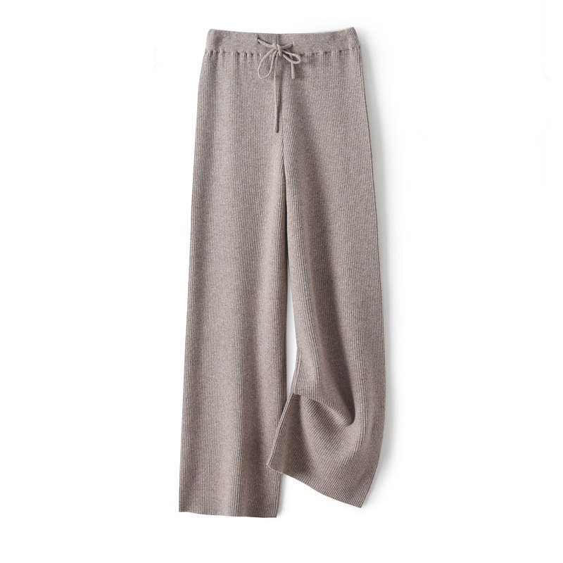 22 Autumn Winter Mountain Cashmere Knitted Broadlegged Pants Woman Outside Wearing High Waist Thickened Pituality Loose Casual Straight Cylinder Tug Sweatpants
