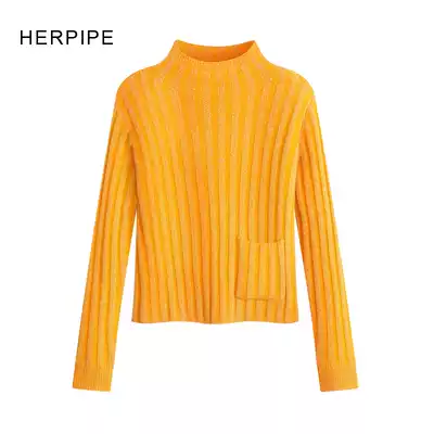 2020 new bright silk short thick and small turtleneck pit strip tight high waist pullover sweater bottoming cashmere sweater women