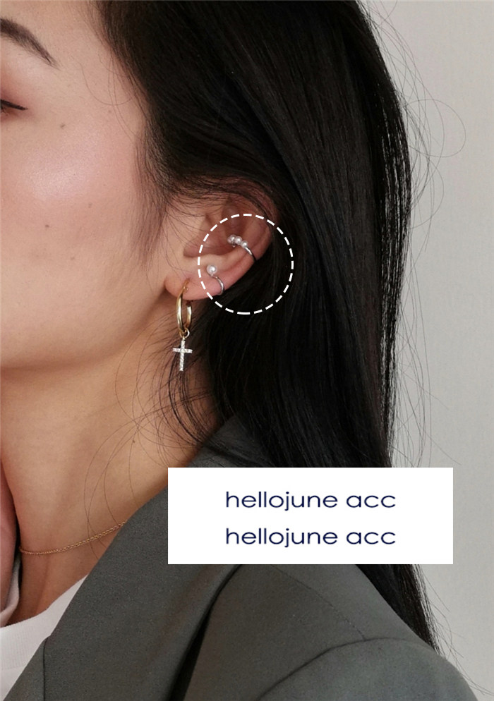 hellojune 925 silver freshwater pearl ear clip ear bone clip single sale