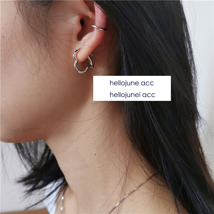 hellojune 925 Silver Hollow Heart Ring Earrings Summer Cute Love Earrings Gold Silver