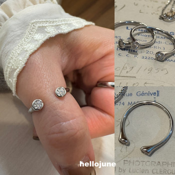 Hellojune 925 silver double small round moissanite open ring