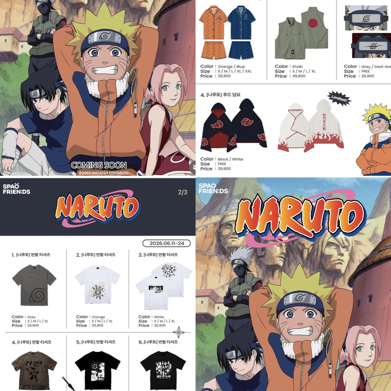 Spao Korean Authentic Naruto Collaboration T-Shirt Short-Sleeved Pajamas