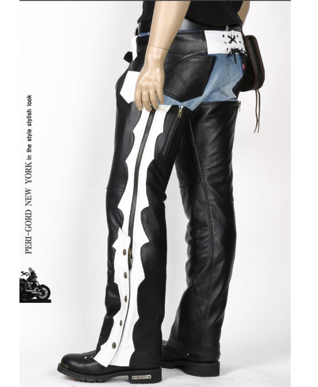 New Korean personality black and white cowhide trousers warm and windproof Harley Indian knight shepherd leather pants cover