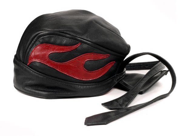 Spot Korea imported personality leather flame retro Harley Indian Knight locomotive headscarf can be adjusted