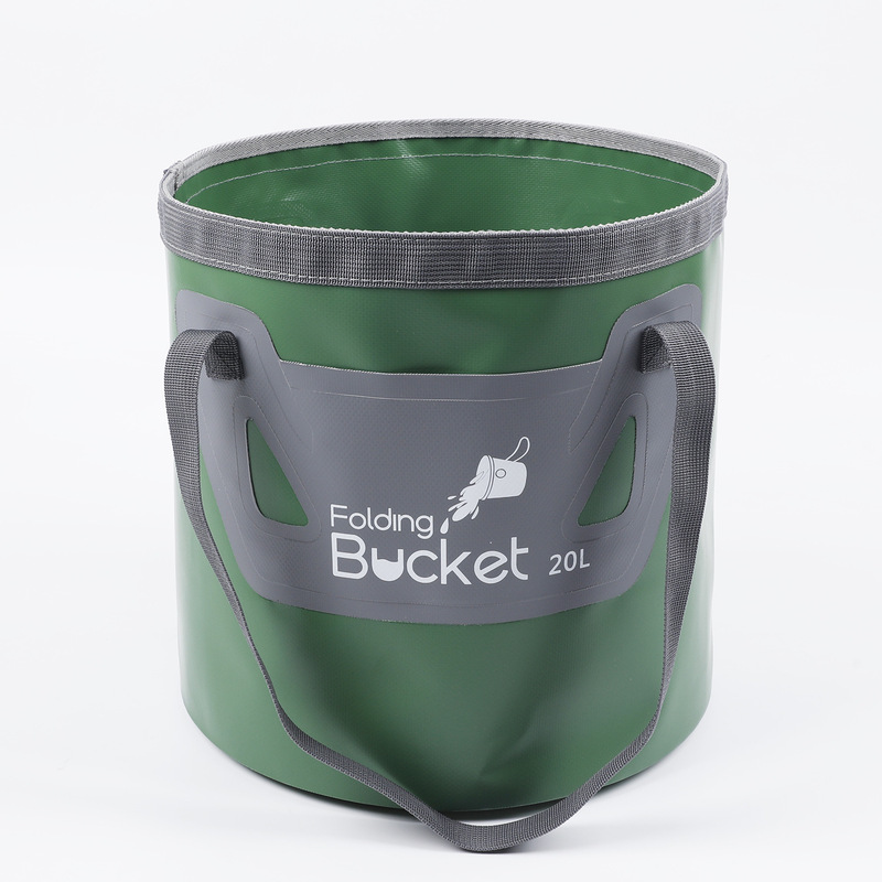 Outdoor Folding Bucket, Double-Layer Hard Bottom Pvc Foot Soaking Bucket, Portable Pocket Camping Water Storage Fishing Bucket