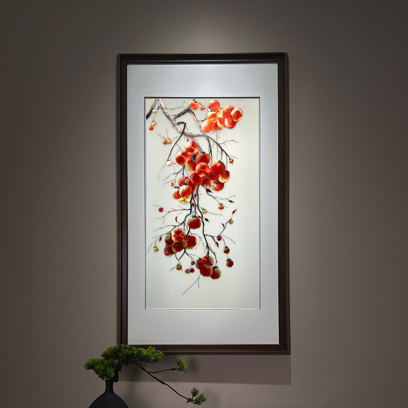 New Chinese-Style Su Embroidery Finished Hanging Painting, Handmade Embroidery for Entrance Hall, Corridor, Living Room Decoration, Housewarming Gift, All the Best