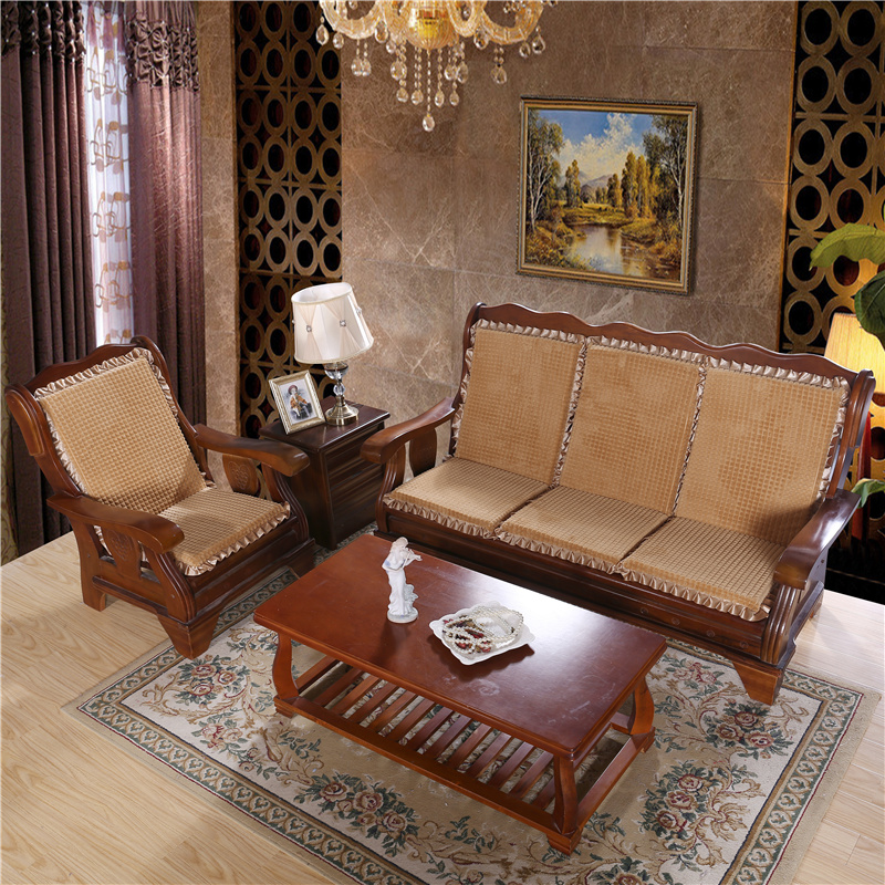 Mùa thu và mùa đông dày xốp sofa đệm màu đỏ rắn gỗ kết hợp ghế đơn sang trọng nhung nhung sofa đệm băng ghế dự bị đặc biệt các mẫu đệm ghế gỗ