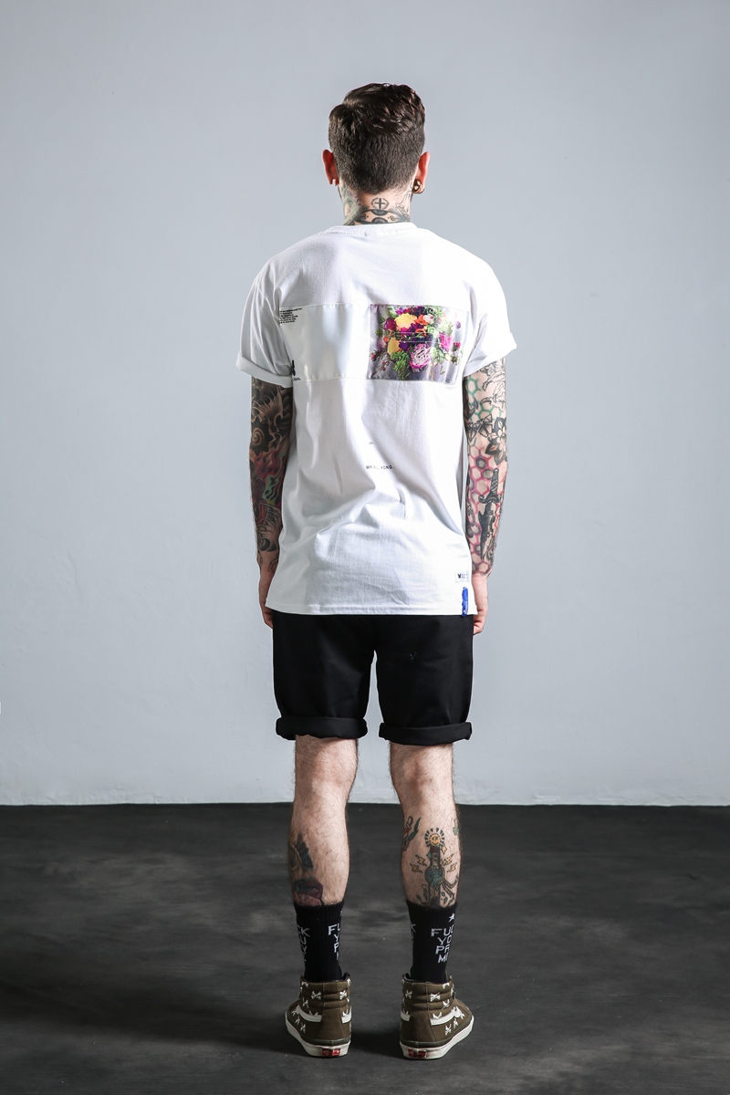 Thương hiệu thủy triều ban đầu TI2018S / S xuân hè mới hoa mận retro áo thun cotton chải cổ tròn tay ngắn quần áo nam áo thun gucci