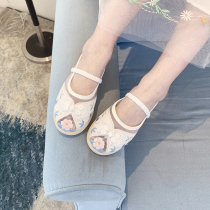 Girls summer Hanfu shoes 2021 New Chinese style soft bottom embroidered shoes a pedal children little girl cloth shoes