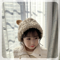 The girls autumn and winter hat super cute ears 2021 New Fashion Baby wool hat childrens curling hat tide