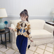 Girl cardigan sweater 2021 new children autumn dress foreign style flower baby sweater coat
