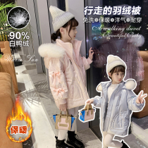 Ran Rans girl down jacket 2021 new foreign style Princess winter no-wash long childrens winter coat