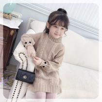 The girl sweater skirt winter 2021 new foreign style long female baby winter high collar childrens base shirt