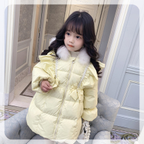 Ran Ran Rans down jacket 2021 new foreign girl baby winter coat thick long childrens winter clothes