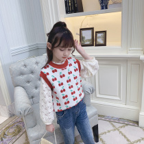 Ran Ran girl vest Spring Autumn New 2021 Korean fashion girl coat sleeveless childrens knitted vest