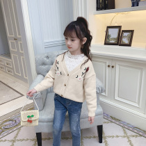 Ran Ran Ran childrens sweater 2021 autumn clothes New Foreign Style Fashion little girl coat embroidery girl knitted cardigan