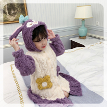 The star Lulu pajamas children 2021 new cartoon cute baby dressing gown fleece home clothing girls