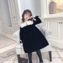 The dress girl winter dress 2021 Winter Dress New Velvet girl autumn and winter plus velvet children princess dress