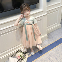 Tang clothing Girls Summer Clothing Childrens clothing Chinese style female baby Hanfu Kimono dress Ancient costume High-end childrens dress Super fairy summer
