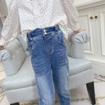 Ran Rans girl jeans leggings spring and autumn 2021 new fashion Korean version of little girl Autumn Childrens pants