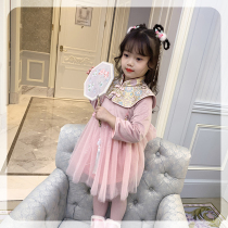 Ran Rans girl Tang dress winter 2021 New Chinese style New Year dress thick cloud shoulder New year dress children