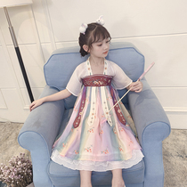 Hanfu girl Summer gauze 2021 New chiffon Chinese style little girl chest skirt childrens costume Super fairy