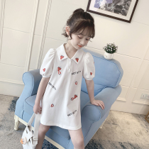 Girls polo dress short sleeve 2021 New 3 little girls 4 cute 5 bubble sleeves 6 years old skirt children summer dress