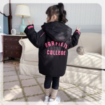 Ran Ran girl black coat winter 2021 new winter Pike suit foreign style plus velvet thick childrens winter clothes
