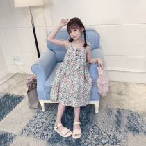 Girl dress summer 2021 New style flower girl skirt seaside holiday children sling dress summer