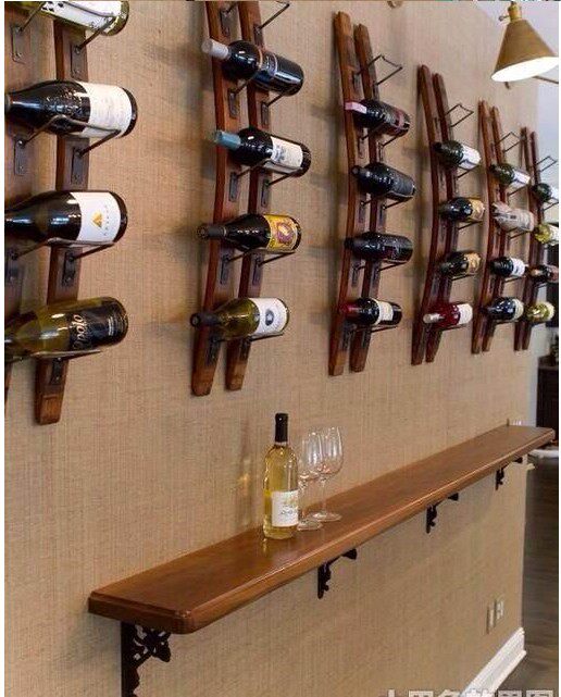 Wine Rack Solid Wood Wall-mounted Red Wine Rack Creative Stylish Suspended Wine Rack Bar Wall Wine Cabinet Dining Room Decoration