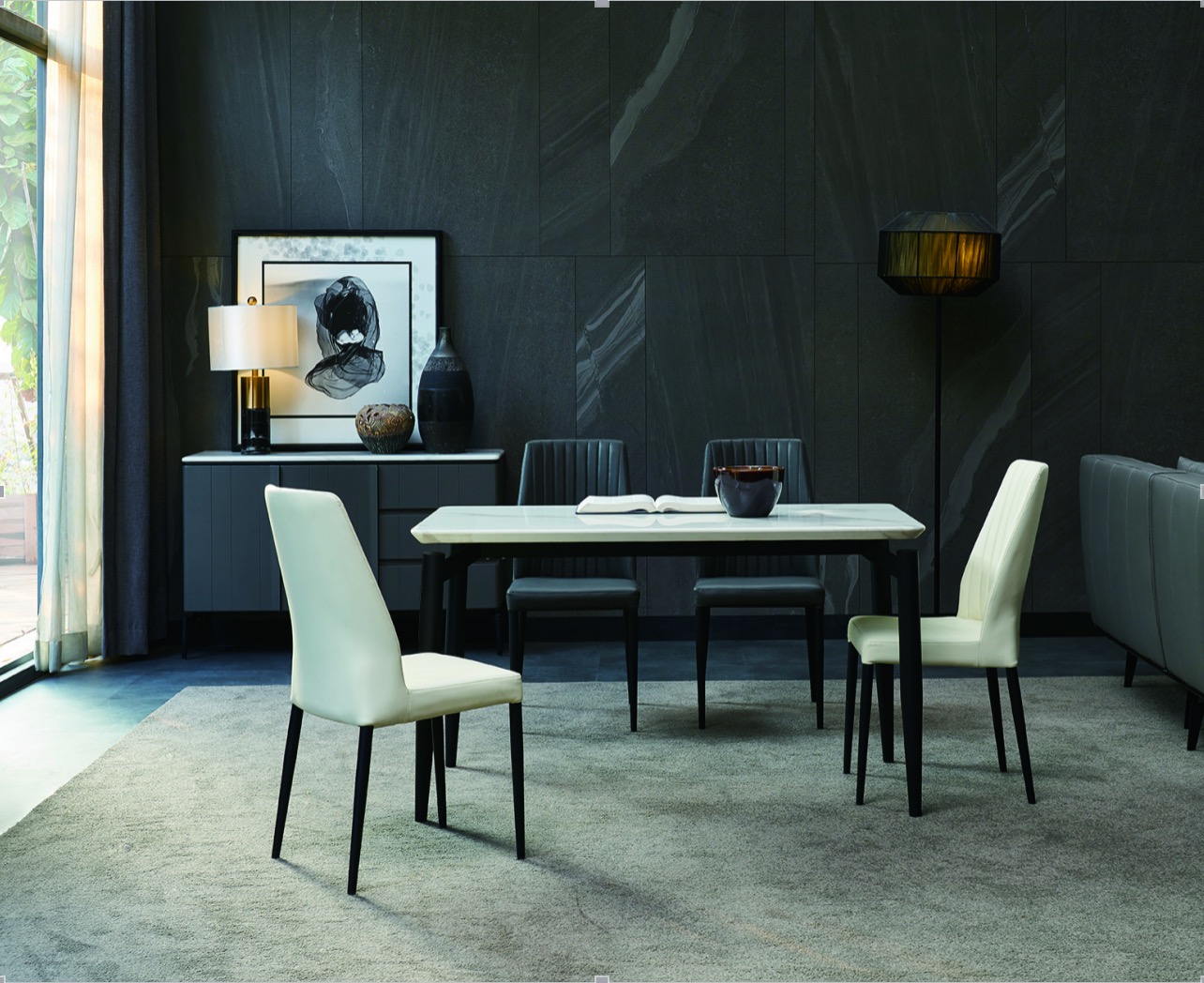MD Imagery Marble Table Four Chairs Modern Fashion Minima Living Room Dining Table And Chairs