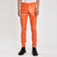 ໂສ້ງຂາໜັງບາງໆພາກຮຽນ spring ແລະ summer ສໍາລັບຜູ້ຊາຍໄວຫນຸ່ມແລະອາຍຸກາງ, ລົດຈັກ elastic slim-fitting ຕີນຂະຫນາດນ້ອຍສີຂຽວແຖບສີສົ້ມ tangerine trousers ຫນັງສໍາລັບຜູ້ຊາຍ