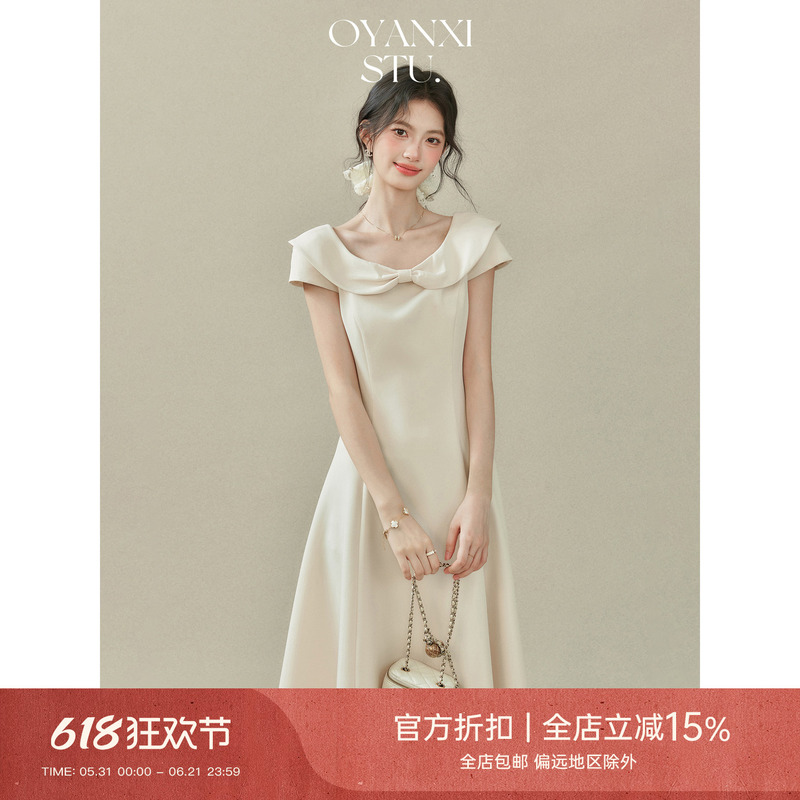 Ouyang Xi's Princess Jenny 2.0 Doll Collar Bow Dress for Women, Summer Sleeveless Waist-Cinching Princess Dress