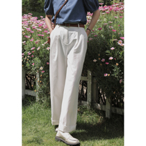 Ouyang Xi White Casual Pants Women Summer Simple High Waist Loose Straight Slim Joker Thin ankle-length pants
