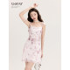 Ouyang Xi <Summer Pink Butterfly> Spring sweet printed suspender skirt A-line, versatile high-waisted slim dress