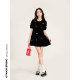 Ouyang Xi <Black Qiao Wish> ພາກຮຽນ spring butterfly round neck skirt fashionable and versatile loose flesh-covering dress