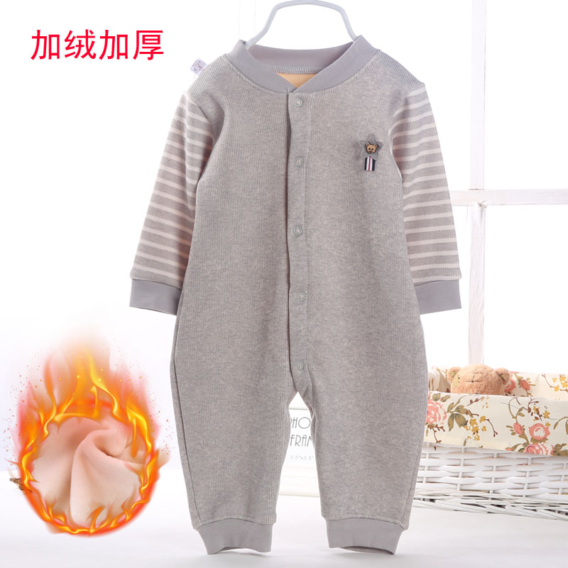 Cộng với quần áo nhung cho bé ấm áp một mảnh dày mùa thu đông mẫu nam và nữ quần áo trẻ sơ sinh áo choàng romper mùa đông bộ quần áo liền thân