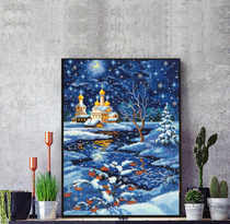 10218 Christmas Snow View Cross embroidery draws the source file XSD landscape