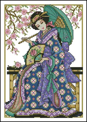 R653 Japanese female cross embroidery drawing the source file XSD