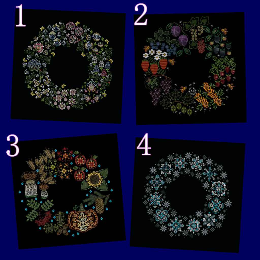 Cross embroidered drawing P DF redrawing Saga source file 15230 tepin beauty figure 040 Seasons flower ring-Taobao