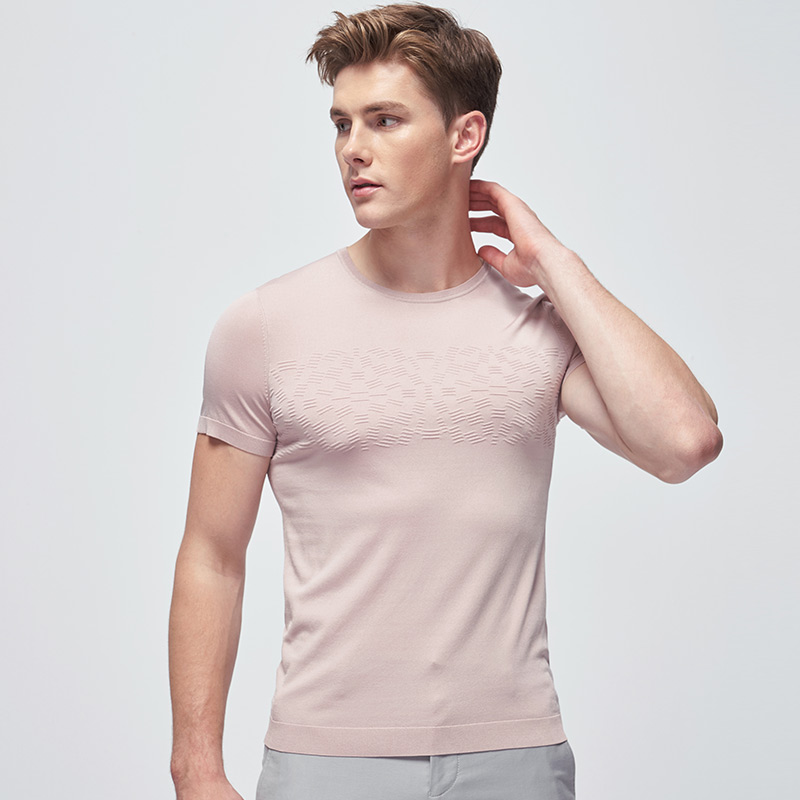 Bảy con sói ngắn tay áo len 2020 mùa xuân và mùa hè thanh niên mới upstretchy màu đàn hồi T-shirt nam giới.