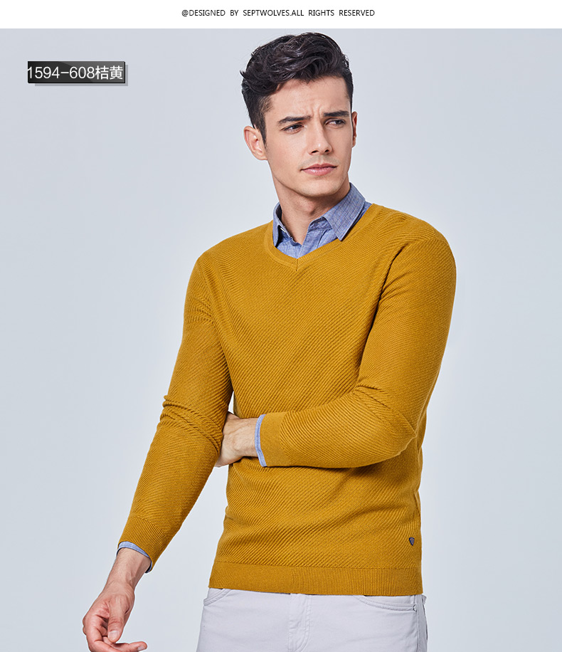 Áo len nam bảy màu 2019 mùa thu mới cho giới trẻ cổ chữ V kinh doanh bình thường áo len nam ấm áp - Hàng dệt kim thời trang nam