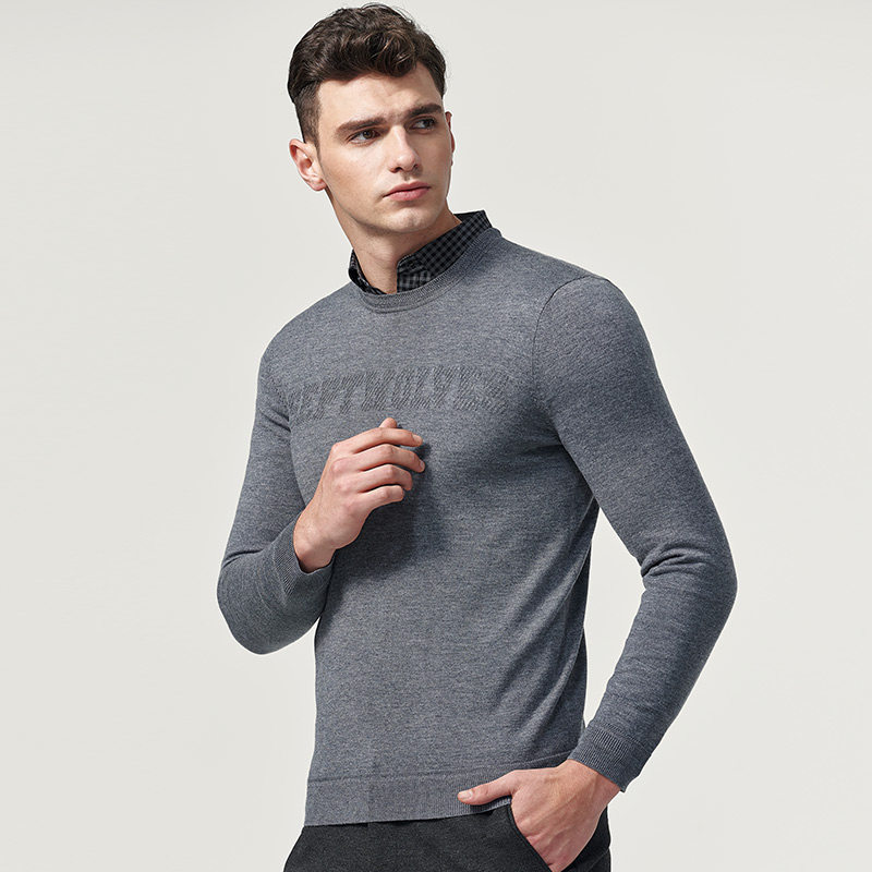七匹狼 丝光羊毛混纺 男式圆领薄毛衫 针织衫 聚划算+天猫优惠券折后￥219包邮（￥279-60）4色可选