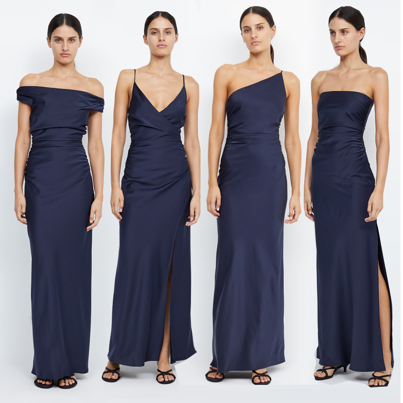 Navy Blue Bridesmaid Dress, Simple Satin High-End Summer New Style Sister Group Bridesmaid Dress