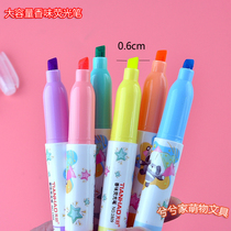 Tien Ha 1809 large capacity fragrance highlighter pen big inclined head flavor rough stroke key set color Mark 6 color fruit